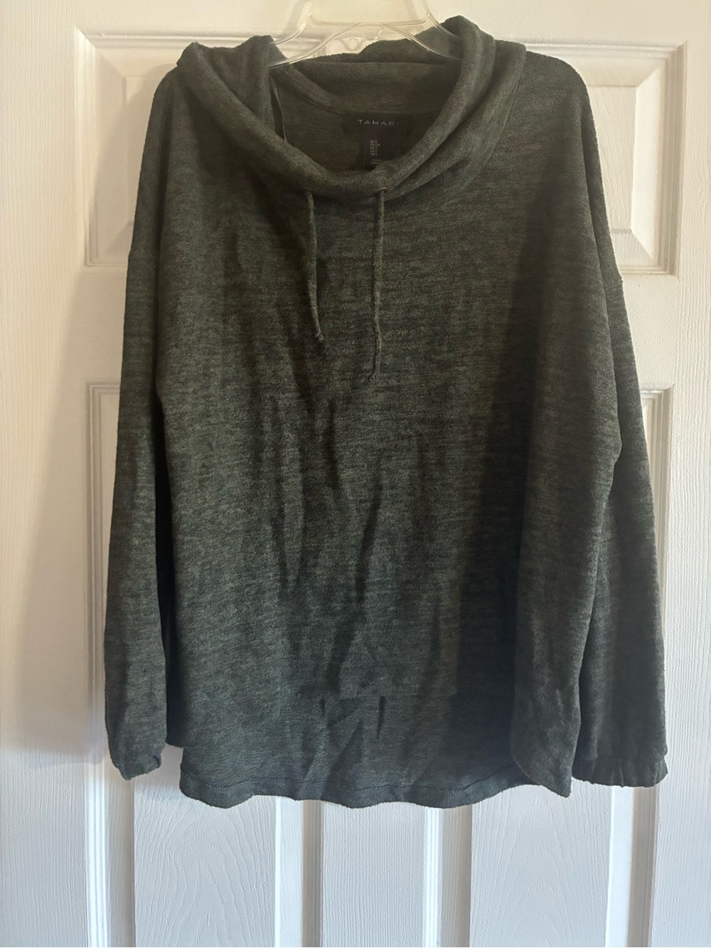 Tahari Olive Green Cowl Neck Sweater